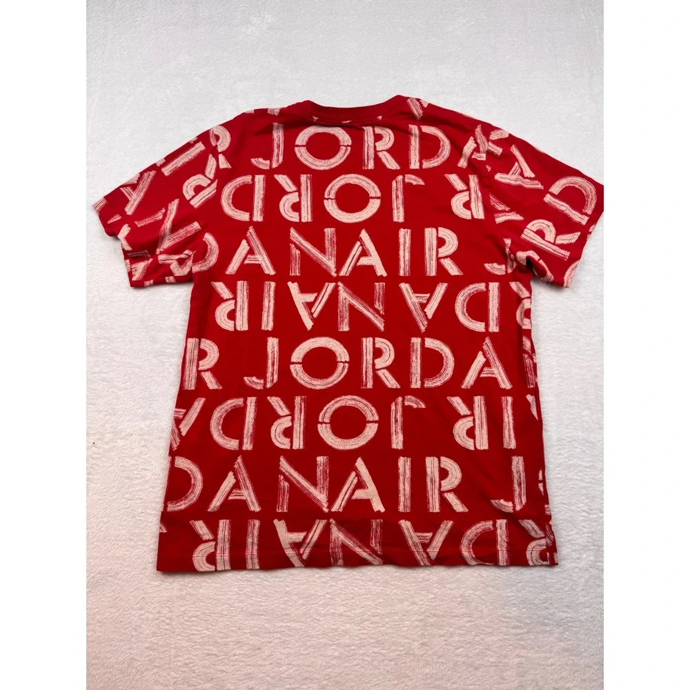 Jordan Air All Over Print T-Shirt Mens Large Red Graphic Short Sleeve Tee